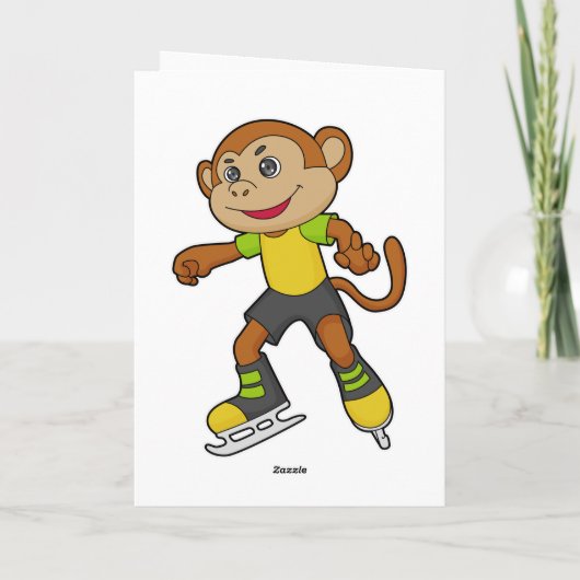 Carte Monkey at Ice skating with Ice skates (Dos)