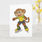Carte Monkey at Ice skating with Ice skates (Fleur jaune)