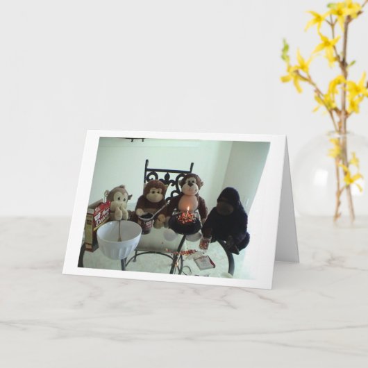 Carte Monkey Birthday Cake (Fleur jaune)