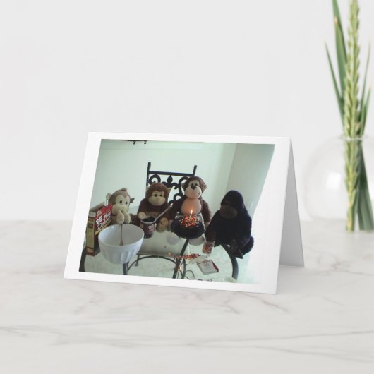 Carte Monkey Birthday Cake (Devant)