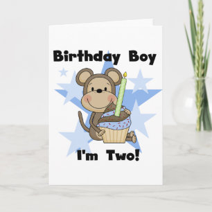 Carte Monkey Boy 2nd Birthday Tshirts et cadeaux
