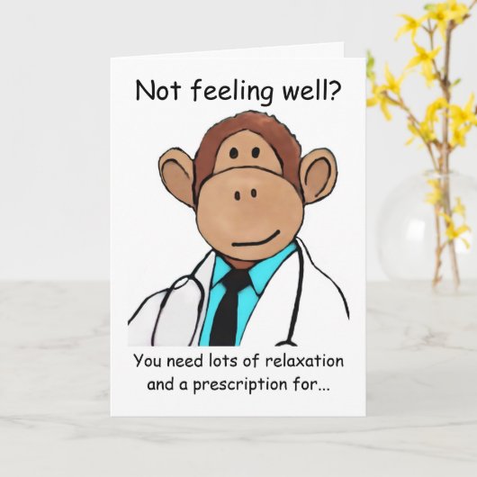 Carte Monkey Get Well (Fleur jaune)