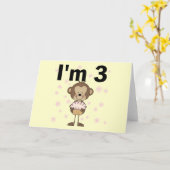 Carte Monkey I'm 3 Anniversaire Tshirts et cadeaux (Fleur jaune)