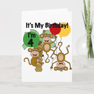 Carte Monkey Shine 4th Birthday Tshirts et cadeaux