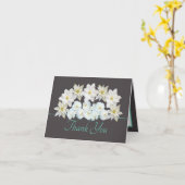 Carte Monnaie Grise Jolie Fleurs Blanches Bouquet Merci (Fleur jaune)