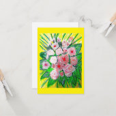 Carte Monochromatic, Rosas, Dianthus caryophyllus,  Gerb (Devant/Arrière en situation)