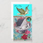 Carte MONOGRAM BABY SHOWER STORE, aquamarine (Devant / Derrière)