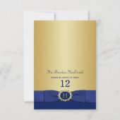 Carte Monogram Blue, Gold Folding Place (Devant)