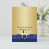 Carte Monogram Blue, Gold Folding Place (Debout devant)