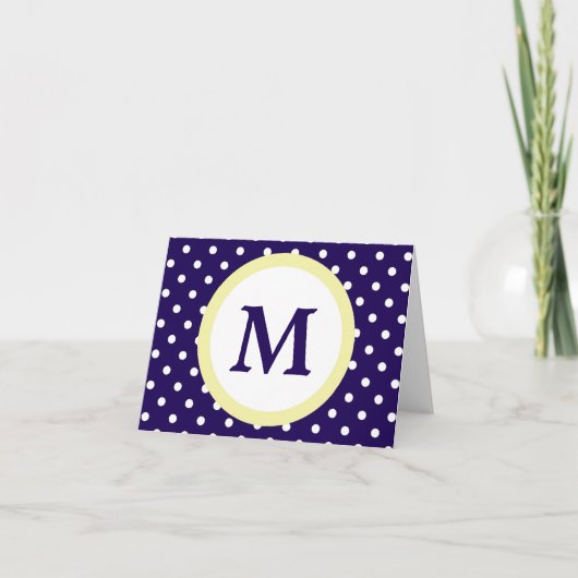 Carte Monogram Blue Yellow Polka Dot (Devant)