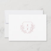 Carte Monogram Crest Simple Rose Cherry Blossom (Devant)