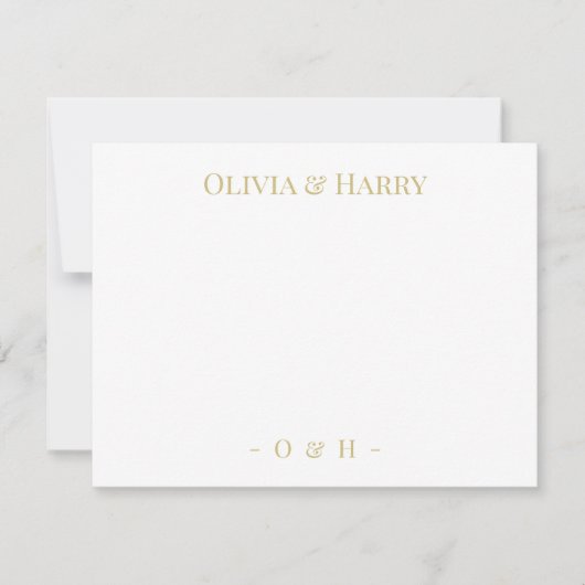 Carte Monogram Elegant Chic Gold White Mariage (Devant)