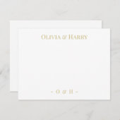 Carte Monogram Elegant Chic Gold White Mariage (Devant / Derrière)