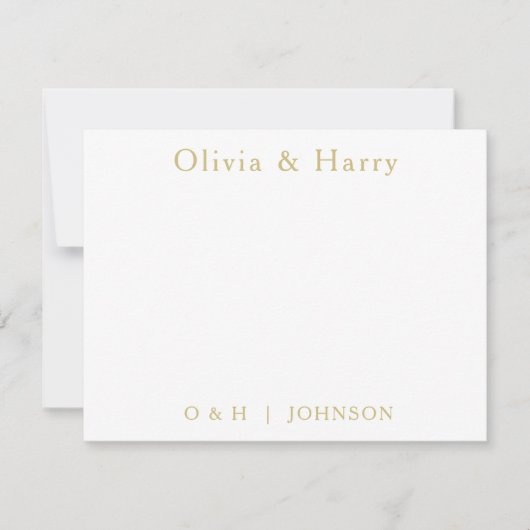 Carte Monogram Elegant Gold White Wedding Note (Devant)
