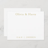 Carte Monogram Elegant Gold White Wedding Note (Devant / Derrière)