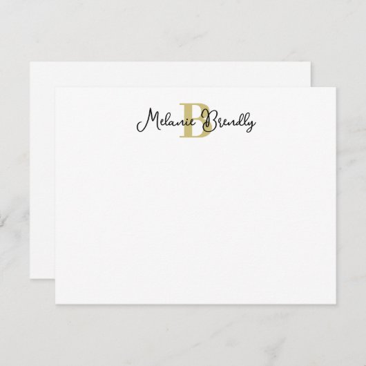 Carte Monogram Elegant Script plat (Devant / Derrière)