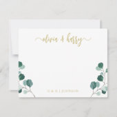 Carte Monogram Eucalyptus Gold Mariage blanc (Devant)