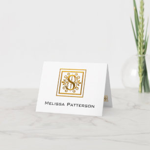 Carte Monogram Golden S Elegant Personal Note Card