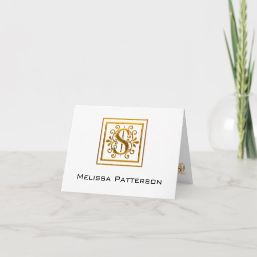 Carte Monogram Golden S Elegant Personal Note Card (Devant)