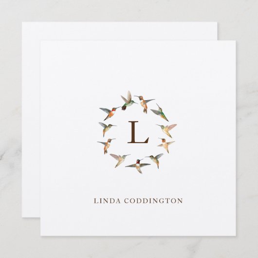 Carte Monogram Humminbird Note (Devant / Derrière)