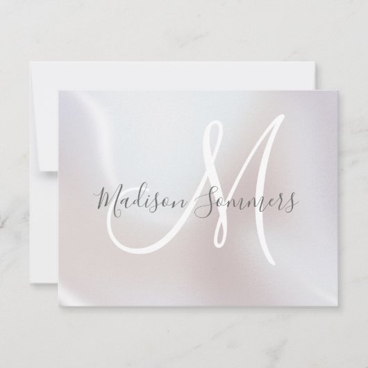 Carte Monogram Iridescente Pearl Shimmer Note (Devant)