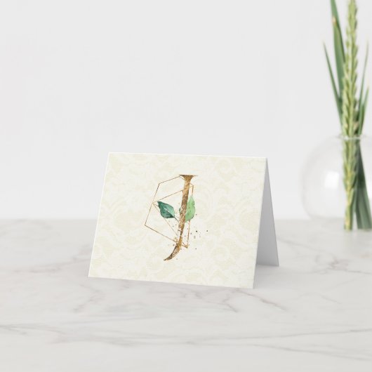 Carte Monogram J Floral Note Gold (Devant)