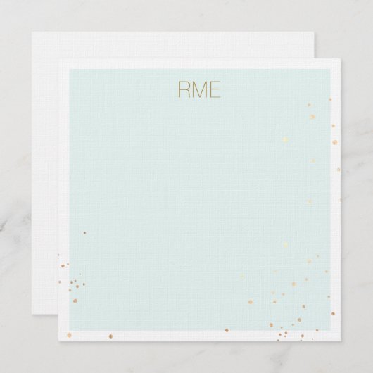 Carte Monogram Light Blue Note Gold Splatz (Devant / Derrière)