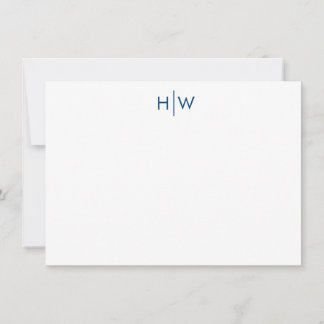 Carte Monogram Marine Blue Flat Note