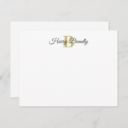 Carte Monogram minimal Élégant à plat élégant (Devant / Derrière)