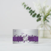 Carte Monogram Purple Silver Floral Place (Debout devant)