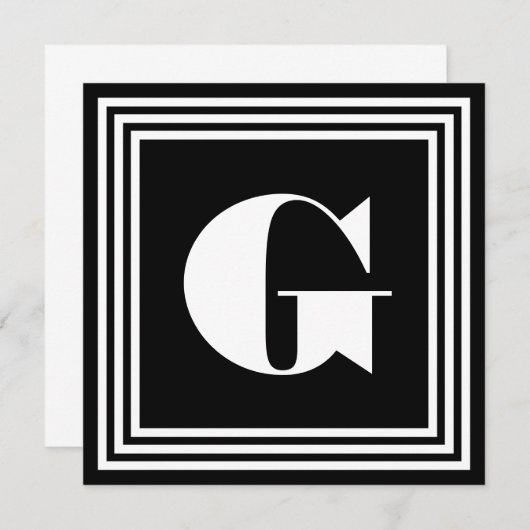 Carte Monogramme 3 trames en gras | Noir et blanc (Devant / Derrière)