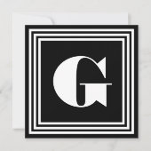 Carte Monogramme 3 trames en gras | Noir et blanc (Devant)