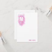 Carte Monogramme à points de Parties scintillant roses (Devant/Arrière en situation)