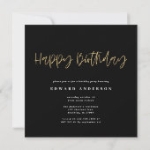 Carte monogramme anniversaire noir et or multi photo (Dos)