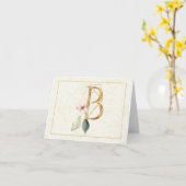 Carte Monogramme B Floral Note Gold (Fleur jaune)