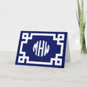 Carte Monogramme blanc bleu marine do-it-yourself clé gr (Devant)