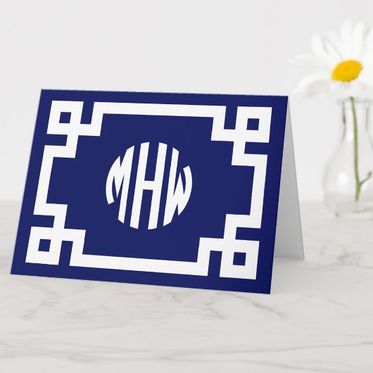 Carte Monogramme blanc bleu marine do-it-yourself clé gr