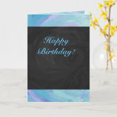 Carte Monogramme bleu glacier (Fleur jaune)