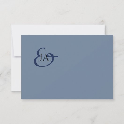 Carte Monogramme bleu marine moderne Mariage photo Merci (Dos)