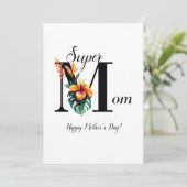 Carte Monogramme botanique personnalisé Super Maman (Debout devant)