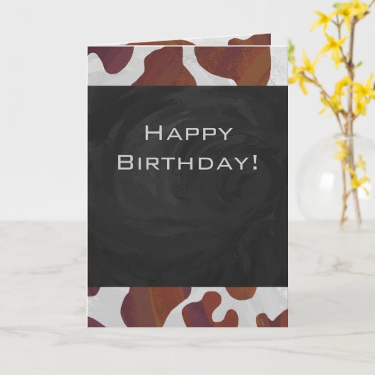 Carte Monogramme Brown et blanc de vache (Fleur jaune)