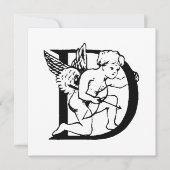 Carte Monogramme D Motif initial noir et blanc cupide (Devant)