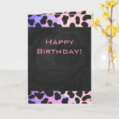 Carte Monogramme Dalmatien noir et rose (Fleur jaune)