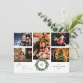 Carte Monogramme de couronne Rustique 5 Photo Joyeux Noë (Debout devant)