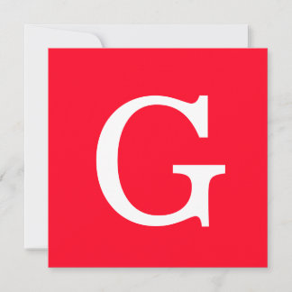Carte Monogramme de lettre initiale rouge blanc simple