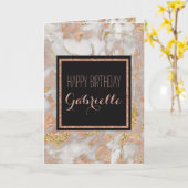 Carte Monogramme de marbre doré Rose moderne Faux (Fleur jaune)