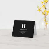 Carte Monogramme de nom et message moderne éditable | No (Fleur jaune)