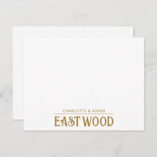 Carte Monogramme de nom or unique Couple Or (Devant / Derrière)