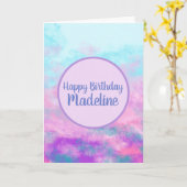 Carte Monogramme de nuages roses mignons (Fleur jaune)