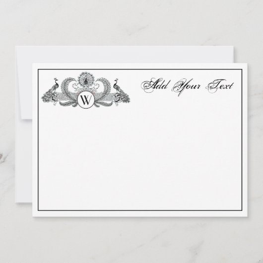 Carte Monogramme de paons vintage (Devant)